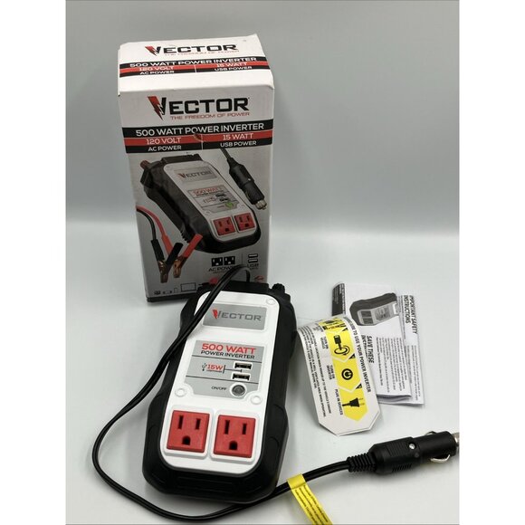 VECTOR 500 Watt Power Inverter, Dual Power Inverter, Two USB Charging Ports - Picture 2 of 11